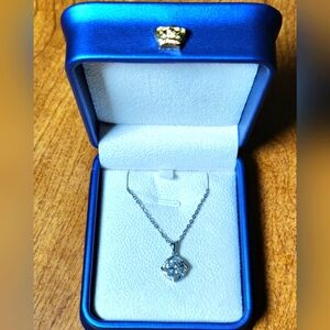 New Genuine 1ct Moissonite Windmill Necklace .925 Sterling Silver 17" Chain Gift